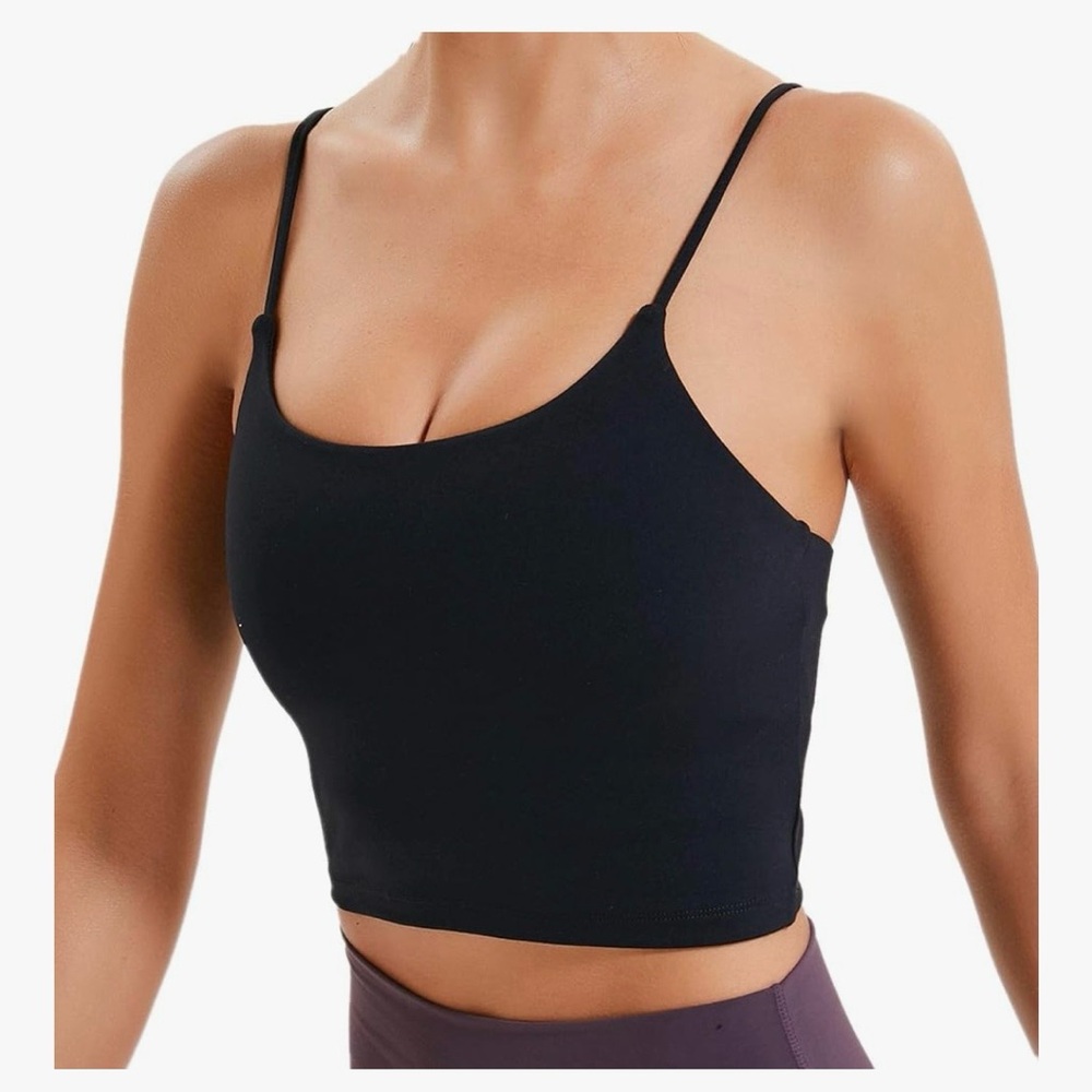 Black Spaghetti Strap Actuvewear Crop Top